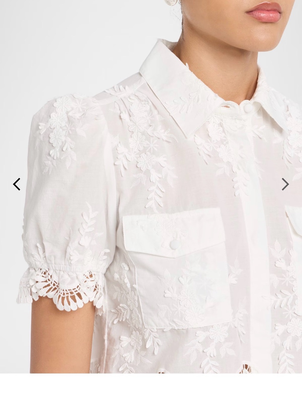 Generation Love NEW Mina 3D Voile Lace Shirt in White Size Medium retail $220 - Picture 3 of 11